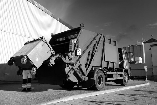 Construction site with organized waste clearance