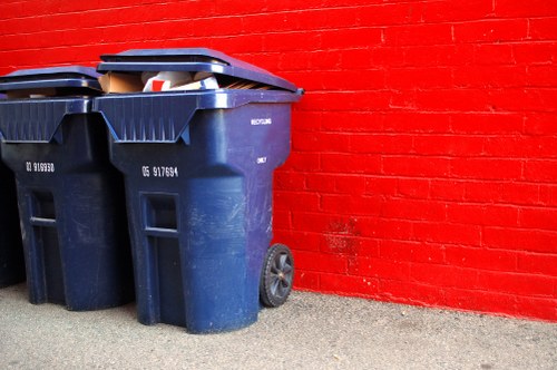 Workers segregating waste at a clearance site